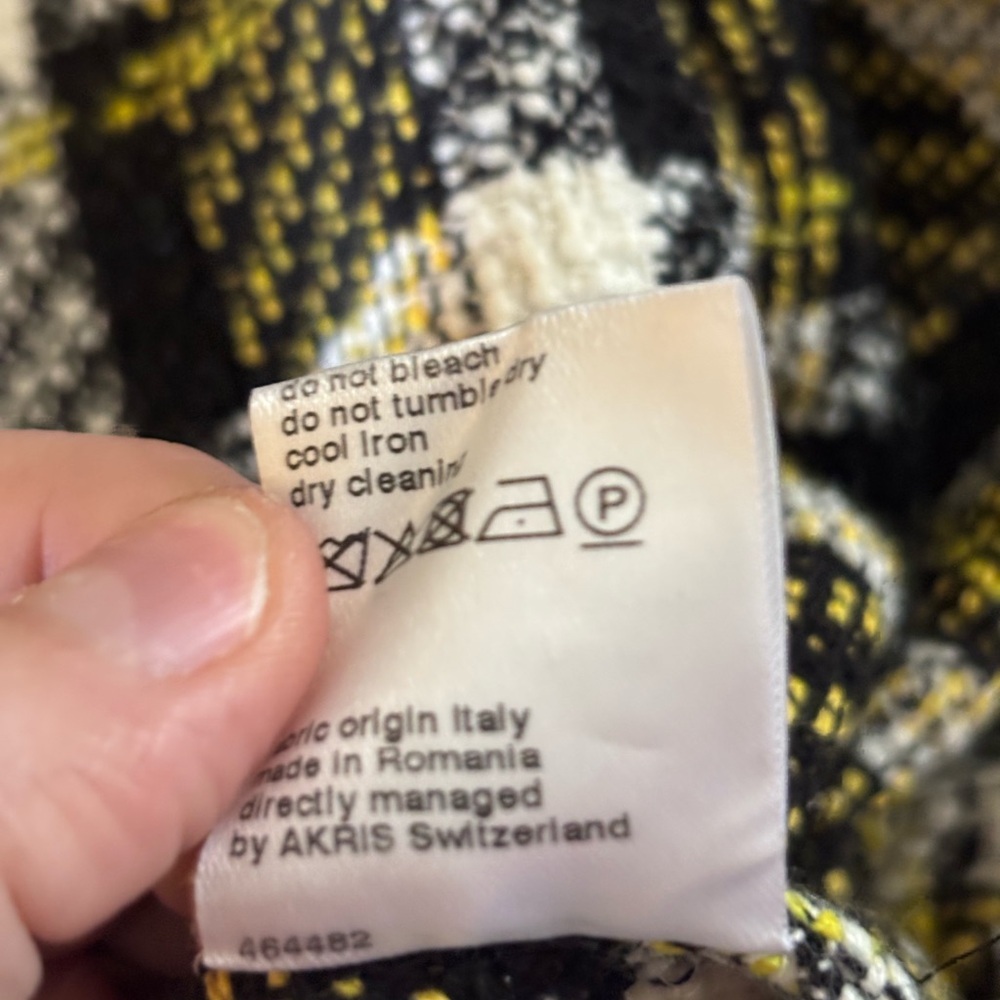 Akris Punto Tweed Knit Blouse and Skirt Set Yellow Black Plaid US 4 - Picture 15 of 15